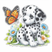 Niedliche Dalmatiner- und Schmetterlingsfreunde Aufkleber (Vorderseite)