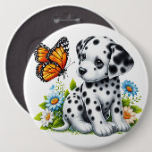 Niedliche Dalmatiner- und Schmetterlingsfreunde Button (Vorne & Hinten)