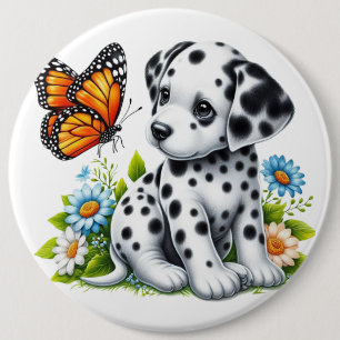 Niedliche Dalmatiner- und Schmetterlingsfreunde Button