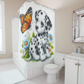 Niedliche Dalmatiner- und Schmetterlingsfreunde Duschvorhang (Beispiel)
