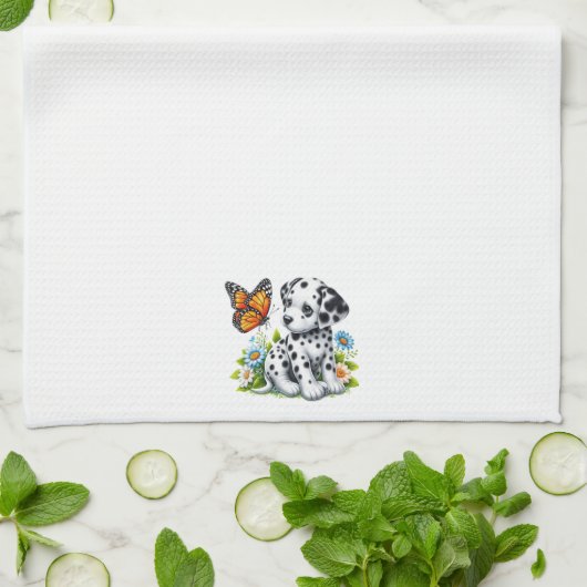 Niedliche Dalmatiner- und Schmetterlingsfreunde Geschirrtuch (Gefaltet)