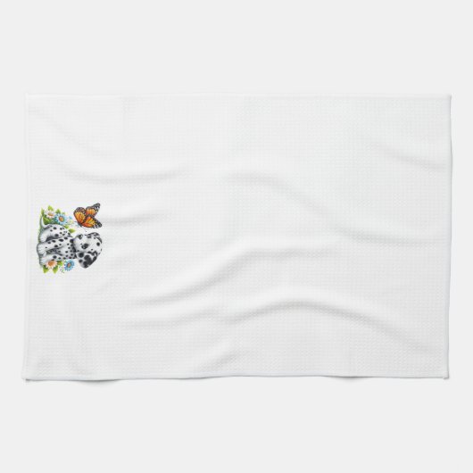 Niedliche Dalmatiner- und Schmetterlingsfreunde Geschirrtuch (Horizontal)