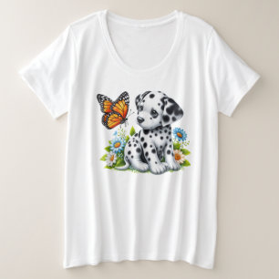 Niedliche Dalmatiner- und Schmetterlingsfreunde Große Größe T-Shirt