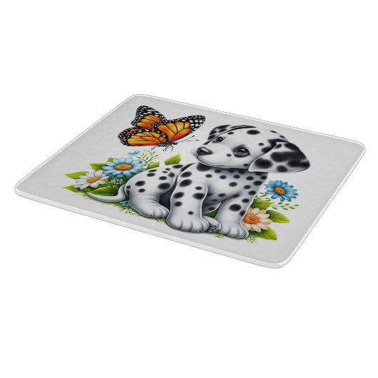 Niedliche Dalmatiner- und Schmetterlingsfreunde Schneidebrett (Ecke)