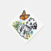 Niedliche Dalmatiner- und Schmetterlingsfreunde Serviette (Ecke)