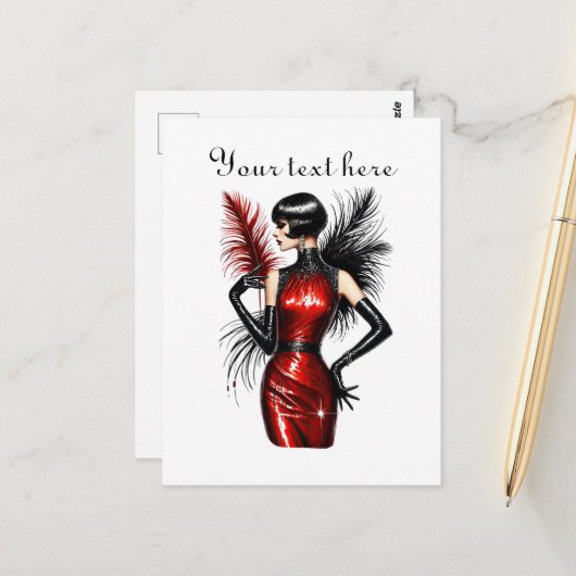 Niedliche Dame fügt Text hinzu Postkarte (Vorderseite/Rückseite Beispiel)