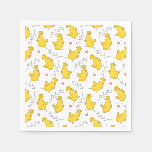 Niedliche Danching Yellow Oaster Chicks Serviette (Vorderseite)