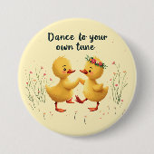 Niedliche Dancing Ducklings mit floralen Frühlings Button (Vorderseite)