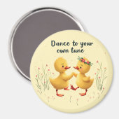 Niedliche Dancing Ducklings mit floralen Frühlings Magnet (Vorderseite/Rückseite)