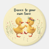 Niedliche Dancing Ducklings mit floralen Frühlings Magnet (Vorne)