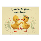 Niedliche Dancing Ducklings mit floralen Frühlings Poster (Vorderseite)