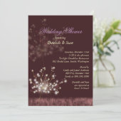 Niedliche Dandelions Burgundy Brautparty Einladung (Stehend Vorderseite)