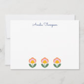 Niedliche dänische Folk-Blume Blauer Personalisier Mitteilungskarte (Vorderseite)