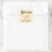 Niedliche Dankeschön an Sie Design Wedding Birds & Quadratischer Aufkleber (Tasche)