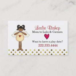 Niedliche Dark Skin Angel Mommy Play Date Card Telefonnummerkarte