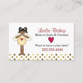 Niedliche Dark Skin Angel Mommy Play Date Card Telefonnummerkarte
