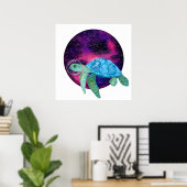 Niedliche Darstellung der Aquarellschildkröte Poster (Heimbüro)