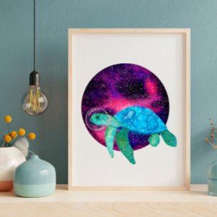 Niedliche Darstellung der Aquarellschildkröte Poster