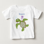Niedliche Darstellung der Meeresschildkröte "Happy Baby T-shirt (Vorderseite)