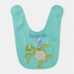 Niedliche Darstellung der Meeresschildkröte "Happy Babylätzchen