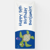Niedliche Darstellung der Meeresschildkröte "Happy Banner (Vertikal)