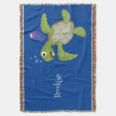 Niedliche Darstellung der Meeresschildkröte "Happy Decke (Vorderseite Vertikal)