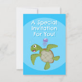 Niedliche Darstellung der Meeresschildkröte "Happy Einladung (Rückseite)