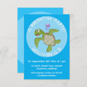 Niedliche Darstellung der Meeresschildkröte "Happy Einladung (Vorne/Hinten)