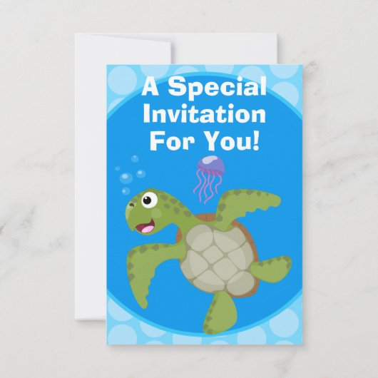 Niedliche Darstellung der Meeresschildkröte "Happy Einladung (Rückseite)