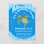 Niedliche Darstellung der Meeresschildkröte "Happy Einladung (Vorne/Hinten)