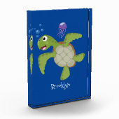 Niedliche Darstellung der Meeresschildkröte "Happy Fotoblock (Links)