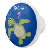 Niedliche Darstellung der Meeresschildkröte "Happy Keramikknauf (Rechts)