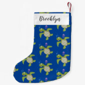 Niedliche Darstellung der Meeresschildkröte "Happy Kleiner Weihnachtsstrumpf (Rückseite)