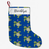 Niedliche Darstellung der Meeresschildkröte "Happy Kleiner Weihnachtsstrumpf (Vorderseite)