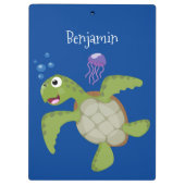 Niedliche Darstellung der Meeresschildkröte "Happy Klemmbrett (Rückseite)