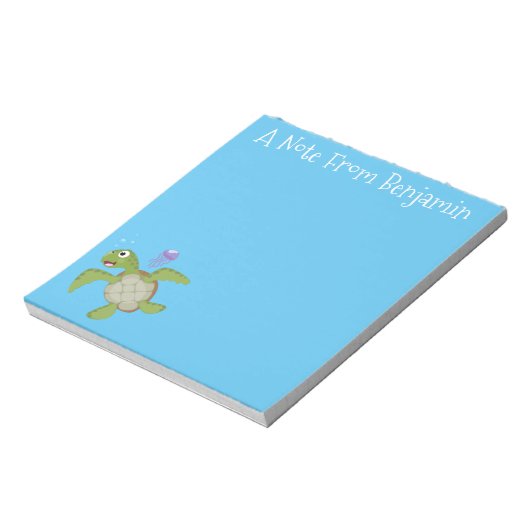 Niedliche Darstellung der Meeresschildkröte "Happy Notizblock (Rotiert)