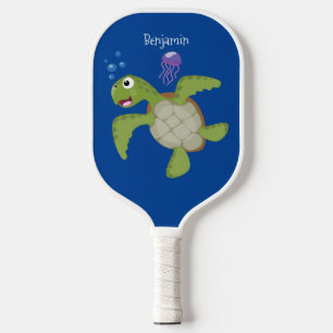 Niedliche Darstellung der Meeresschildkröte "Happy Pickleball Schläger