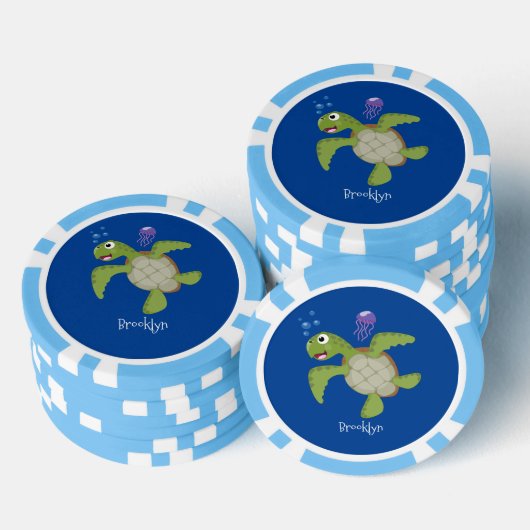 Niedliche Darstellung der Meeresschildkröte "Happy Pokerchips (Stapel)