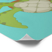 Niedliche Darstellung der Meeresschildkröte "Happy Poster (Ecke)