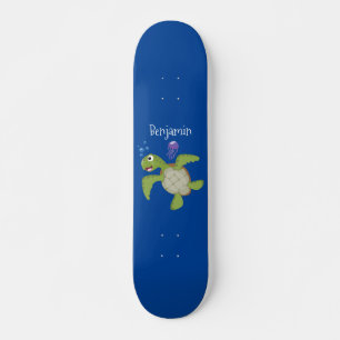 Niedliche Darstellung der Meeresschildkröte "Happy Skateboard