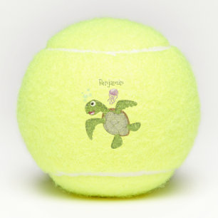 Niedliche Darstellung der Meeresschildkröte "Happy Tennisbälle