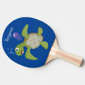 Niedliche Darstellung der Meeresschildkröte "Happy Tischtennis Schläger (Seitenansicht)