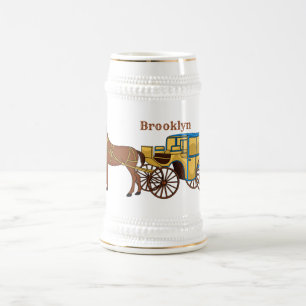 Niedliche Darstellung der Pferde und der königlich Bierglas