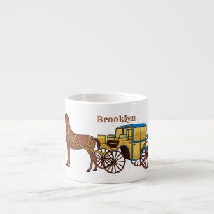 Niedliche Darstellung der Pferde und der königlich Espressotasse