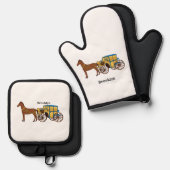 Niedliche Darstellung der Pferde und der königlich Ofenhandschuh & Topflappen-Set (Vorderseite/Rückseite)