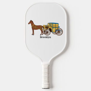 Niedliche Darstellung der Pferde und der königlich Pickleball Schläger