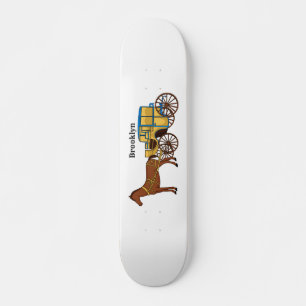 Niedliche Darstellung der Pferde und der königlich Skateboard
