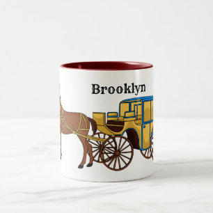 Niedliche Darstellung der Pferde und der königlich Zweifarbige Tasse