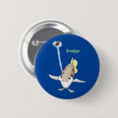 Niedliche Darstellung des Cartoon Archerfish Button (Vorne & Hinten)