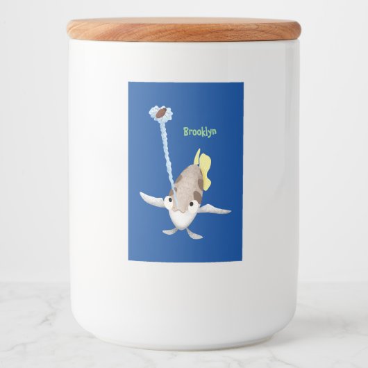 Niedliche Darstellung des Cartoon Archerfish Lebensmitteletikett (Vorderseite)